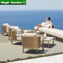 Nordic Outdoor High-end Stainless Steel Sofa Patio Villa Casual Table And Chairs Tea Table Furniture Designer Modern Compositions