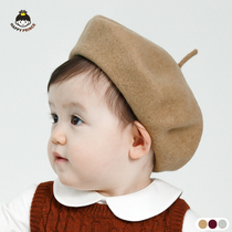 Korean version of cute fashion newborn baby men and womens children solid color dome wool topper Beret baby hat spring and autumn