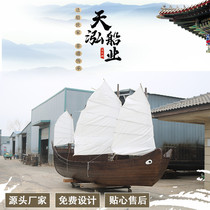 Support custom large landscape Pirate ship sail boat Park Outdoor decoration boat Playground Pirate ship Wooden boat Large