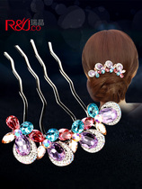 Bow hair accessories Korean hairclip back of the head hairpin ball head curler rhinestone comb hairpin hairpin headdress