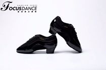 FocusDance香港焦点舞鞋黑色带跟教师鞋男女同款拉丁摩登通用