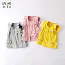 HHTU girl vest spring and autumn wearing foreign girl knitted vest children Korean version of waistband baby autumn and winter