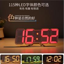 Creative full color 3D LED digital clock Remote control temperature alarm sound control variable 115 colors wall three-dimensional clock