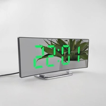Creative Qu screen Desktop Living room Large screen Electronic bell LED mirror headboard Bedroom student mute luminous alarm clock