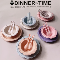 Orange familys Keer baby Bowl set creative flower bowl supplementary food dish bowl bamboo fiber tableware fork spoon