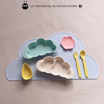 Orange familys Keer bamboo fiber baby clouds complementary food separation rice noodles bowl fork spoon baby childrens tableware set