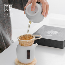 See also the creation of Dehua White porcelain tea drinking tea set Household simple hand grab pot Teapot teacup set of tea sets