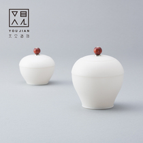 Dehui white porcelain goat Jade Tea pot ceramic large wake-up tea pot tea pot tea cake jar tea storage jar