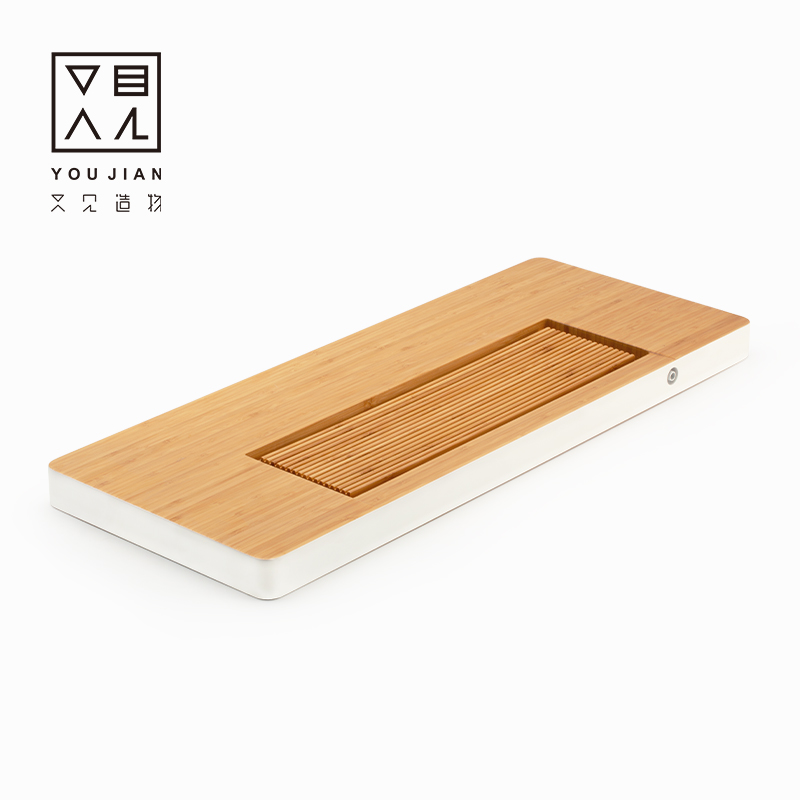 Heavy bamboo block solid wood tea tray is small household drainage type tea table I and contracted kung fu tea tea saucer dish