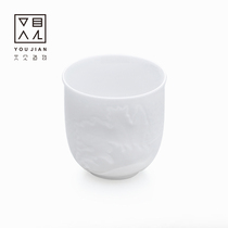 See also the creation of DeHua white porcelain kung fu tea set Japanese teacup ceramic handmade straight Cup smelling Cup Tea Cup