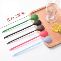 Long handle milk tea spoon thick long handle dessert spoon coffee spoon long fruit tea spoon independent packaging round handle long spoon