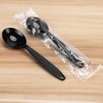 Thickened Disposable Spoon Takeaway Plastic Soup Spoon Porridge Spoon Watermelon Sweet Spoons Independent Packaging Round Head Spoon 100 Only