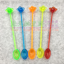 Color creative stick milk tea coffee juice drink stir stick rose rose with spoon mixing stick mixing spoon