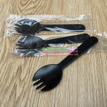 Independent disposable spoon fork Independent packaging 100 plastic fork spoon thickened cake dessert spoon