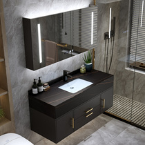 Modern simple light luxury rock board one-piece bathroom cabinet combination Hand wash basin toilet wash countertop basin set