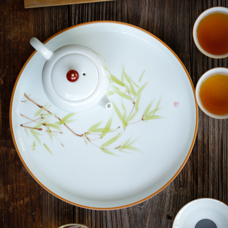Su small hand - made tray ceramic disc kung fu tea accessories household contracted small pot of tea tray