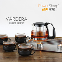 Stainless steel tea candle insulation teapot with cup teapot heating base teapot cooking tea insulation furnace