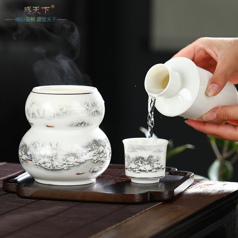 Ceramic wine temperature hot hip home antique wine package rice wine liquor cup of hot warm hip second half jins