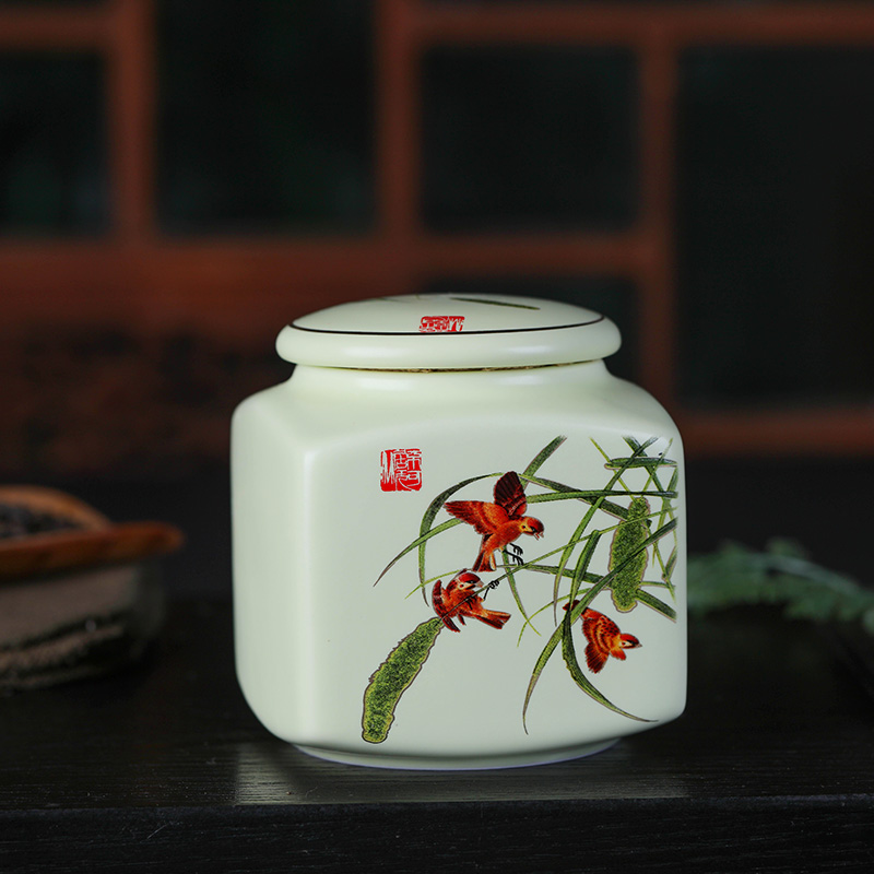 Jingdezhen ceramic tea pot store receives the jar small mini portable sealed as cans to save tea pot of tea packaging