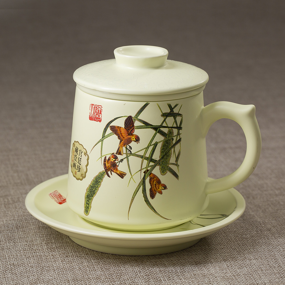 Jingdezhen ceramic cups with cover filter cup tea cup large - capacity glass boss of individual cup