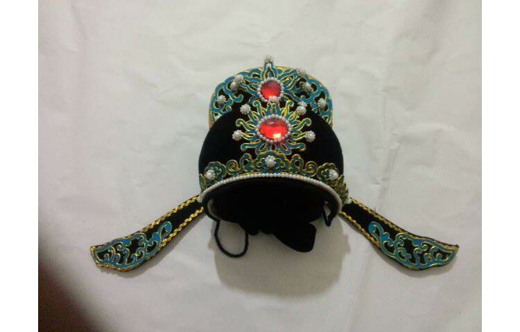 戏曲戏剧小生头饰 越剧京剧高档点稠小生巾 解元巾黑色 小生帽子