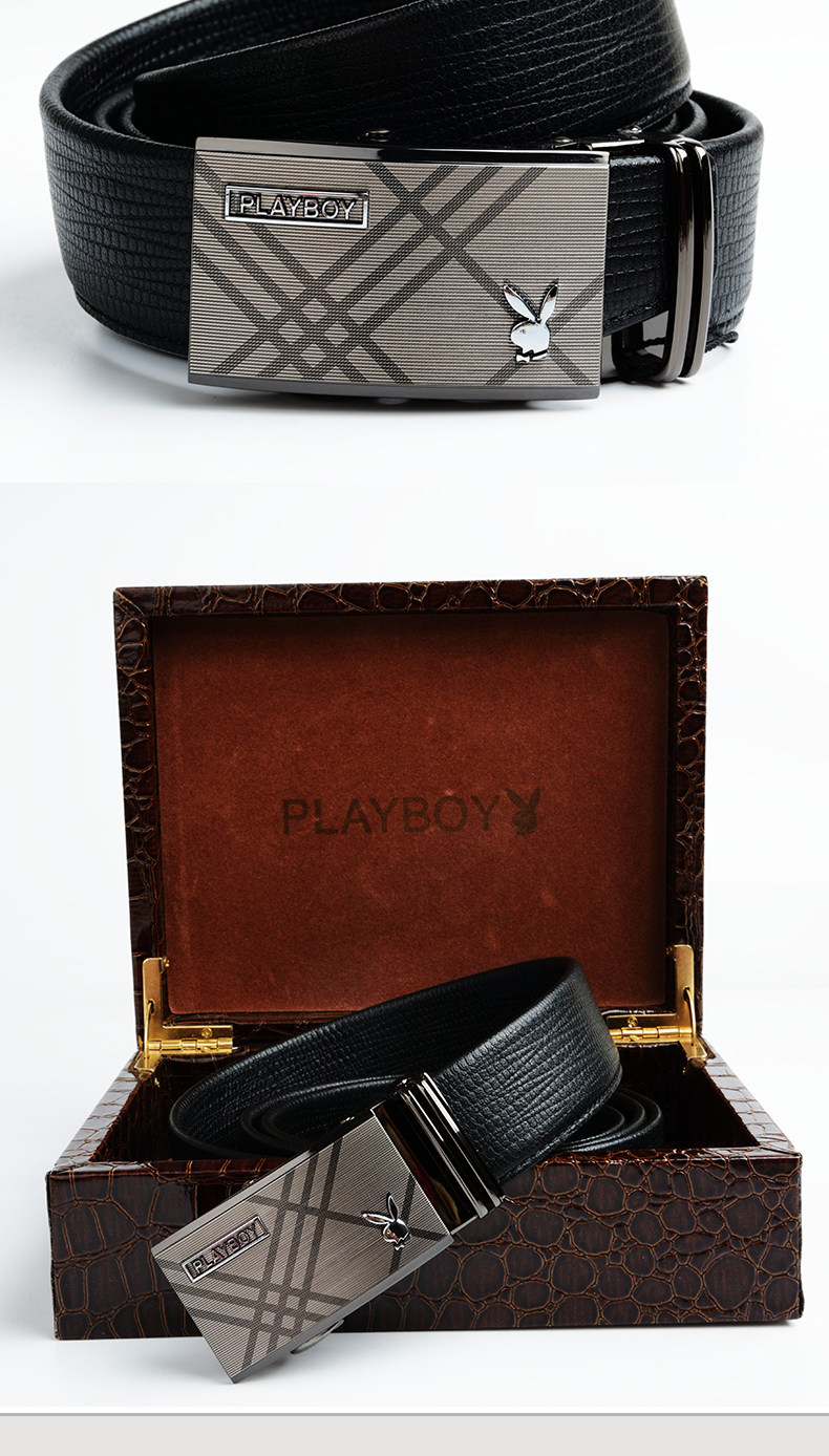 花花公子2016新款皮带男士真皮自动扣腰带正品牛皮商务休闲裤带