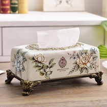 American tissue box pumping paper box living room creative household paper pumping box Coffee table napkin box Retro country European style