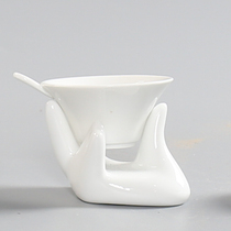 Filter Dehua white porcelain High white porcelain Ceramic Gongfu tea set cover bowl Tea cup Non-woven pure white tea to consider tea leakage rack