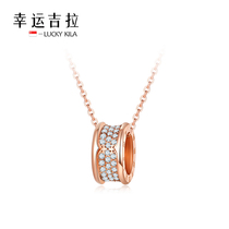 LUCKY KILA LIGHT luxury small waist necklace FEMALE ROSE GOLD 18K GOLD PENDANT FULL diamond CLAVICLE CHAIN