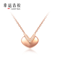 LUCKY KILA NEW 18K GOLD PLATED NECKLACE V-SHAPED NATURAL ZIRCON HEART-shaped DIAMOND-set CLAVICLE CHAIN