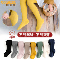 Girls pantyhose Spring and autumn cotton childrens leggings Baby students solid color warm knitted childrens one-piece socks