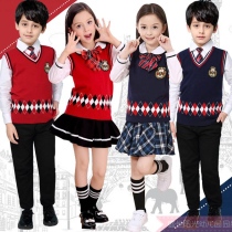 British school uniform First grade primary school class uniform Kindergarten garden uniform Sweater vest suit College style spring and autumn clothing