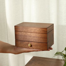 Black walnut solid wood jewelry storage box exquisite small wedding dowry gift jewelry box earrings necklace storage box