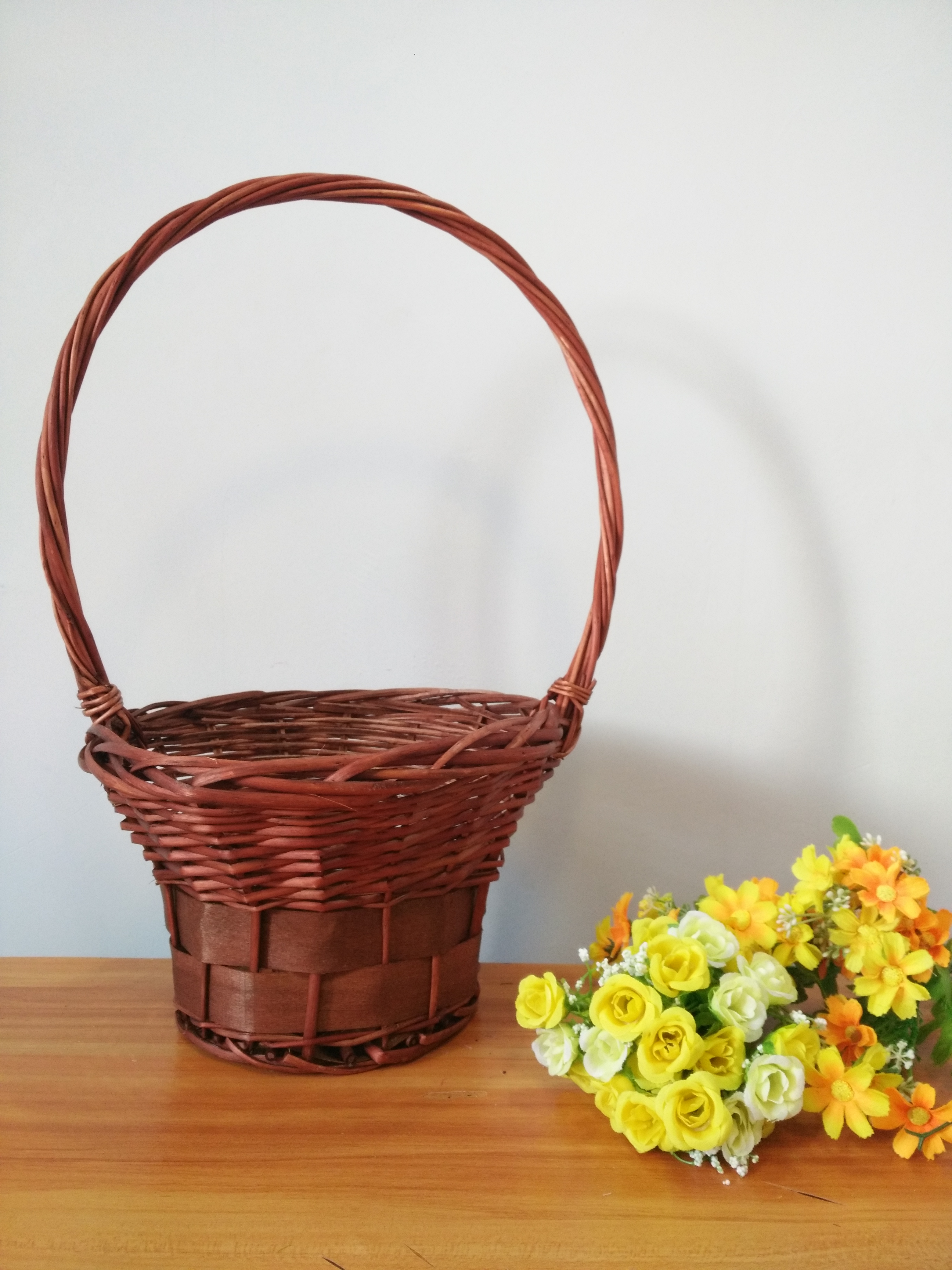 藤编花篮手提舞蹈花篮大小舞蹈道具草莓采摘六一成人田园花店用框