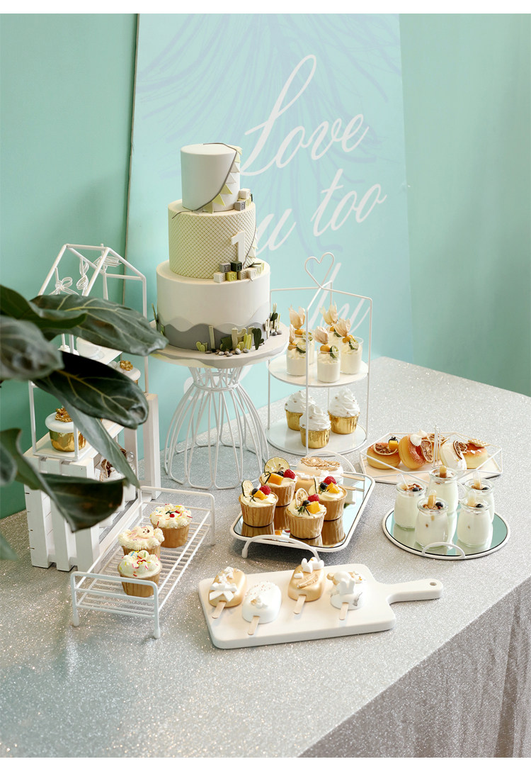 白色欧式甜品台 婚礼甜品展示架 下午茶组合婚庆甜品套装冷餐茶歇