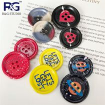 High-grade multicolored resin coat buckle Mix and match color printing buttons Beige windbreaker long coat buttons Womens coat buttons