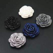 High-grade mink petal crystal diamond buckle black and white fur button cashmere overcoat button sweater button neckline decoration women