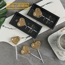 Net Red Love birthday candle romantic golden heart-shaped candle baking bread cake shop holiday dress up supplies