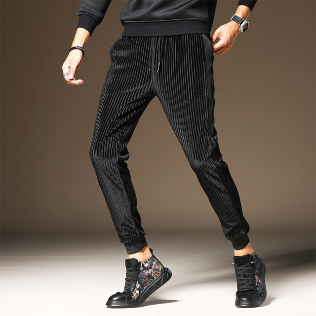 Corduroy pants men's gold velvet casual pants trendy slim-fitting feet pants autumn and winter beaming feet Harlan corduroy pants Corduroy pants men's gold velvet casual pants trendy slim-fitting feet pants autumn and winter beaming feet Harlan corduroy pants