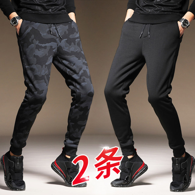 Camouflage lamb velvet sweatpants men's winter velvet thickened sweatpants young students pants men's casual pants