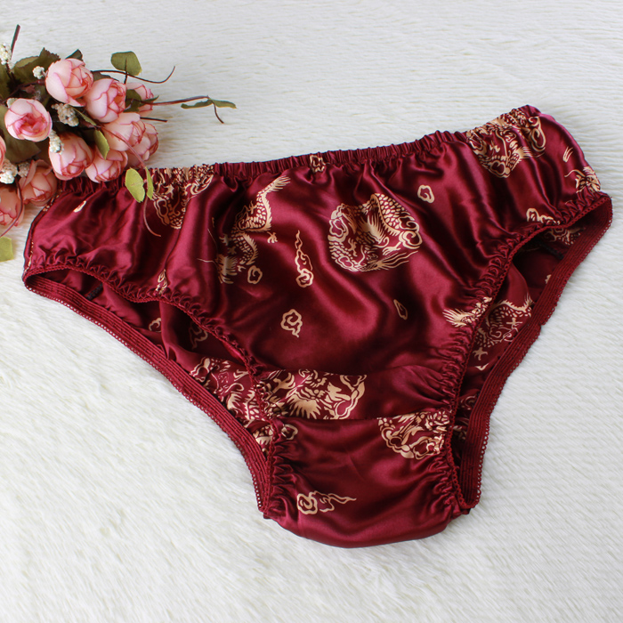Full 3 pairs of Qiao Nuo mulberry silk men's silk underwear shorts breathable and comfortable printed silk briefs