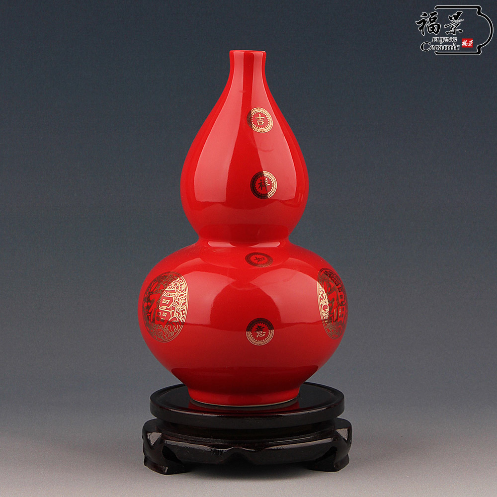 The scene ideas in modern China red Chinese vase decoration home decoration ceramic sitting room furnishing articles of handicraft