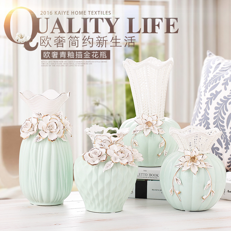 Handicraft decoration Europe type restoring ancient ways of ceramic vases, flower implement furnishing articles creative fashion mesa hollow - out rose vase