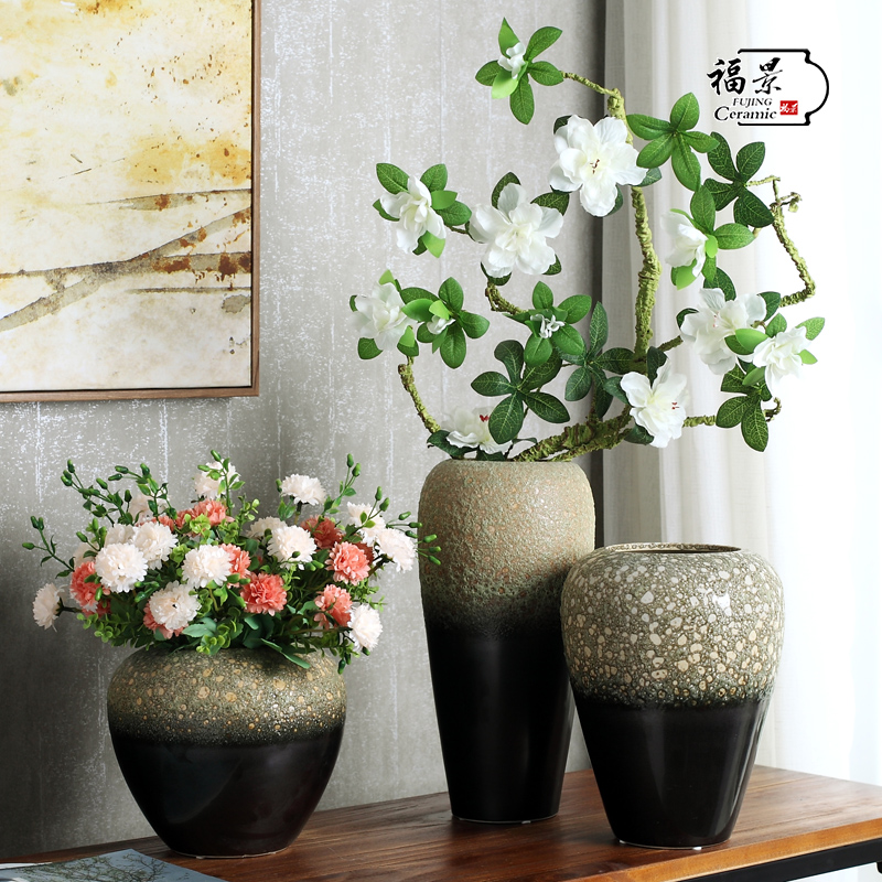 Modern new Chinese style three - piece furnishing articles of jingdezhen ceramics, vases, flower arranging zen sitting room porch decoration