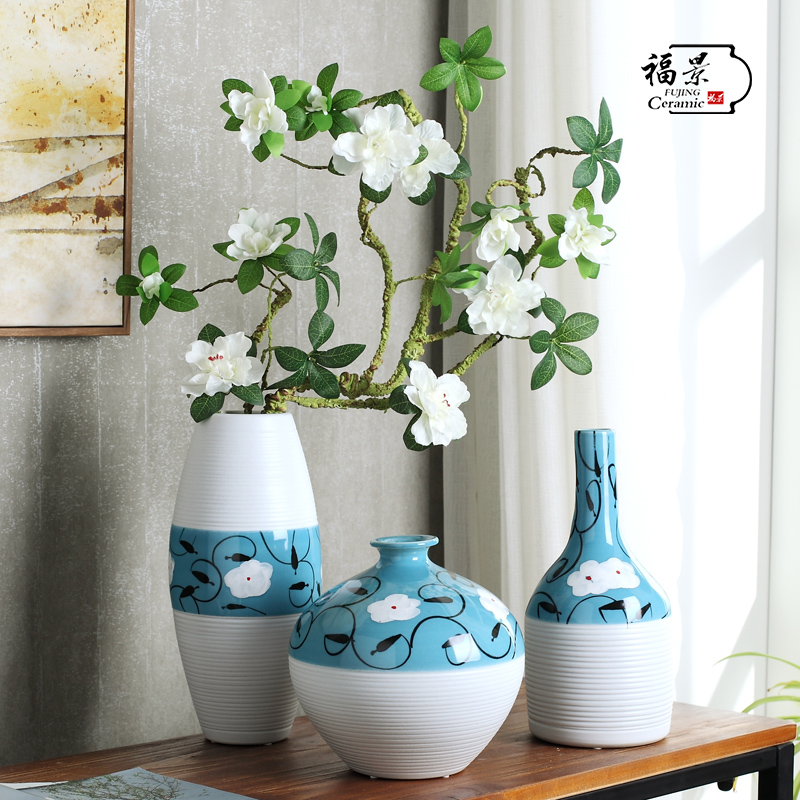 Ceramic vase three - piece furnishing articles I and contracted sitting room TV cabinet table home decoration decoration is a wedding gift