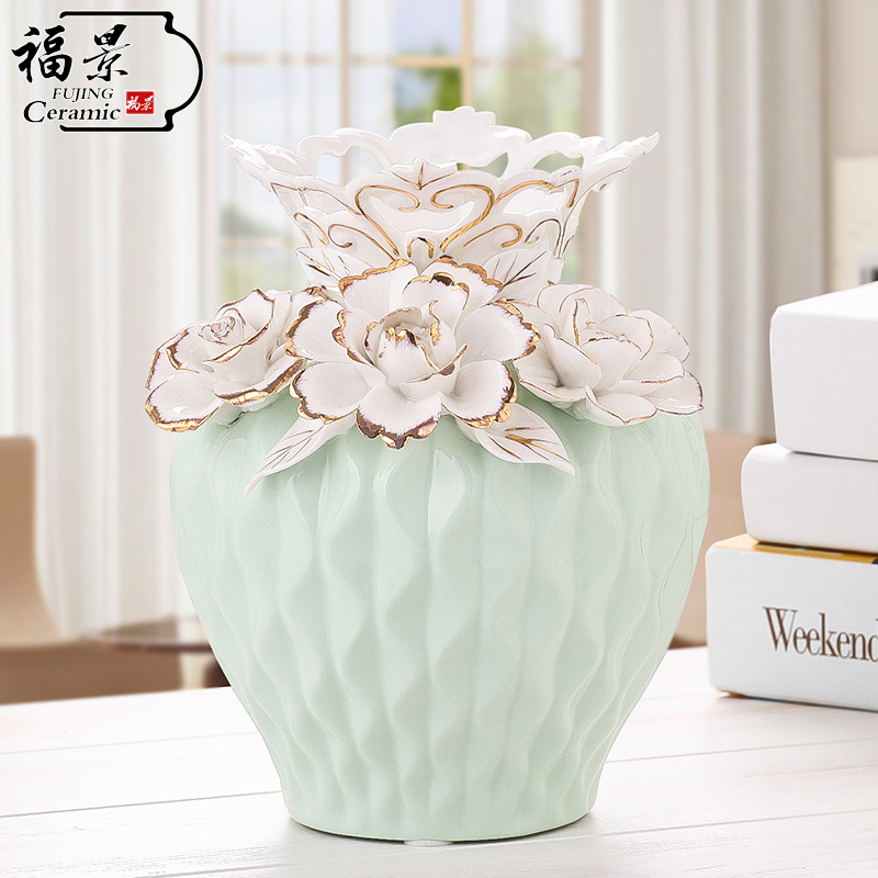 Handicraft decoration Europe type restoring ancient ways of ceramic vases, flower implement furnishing articles creative fashion mesa hollow - out rose vase