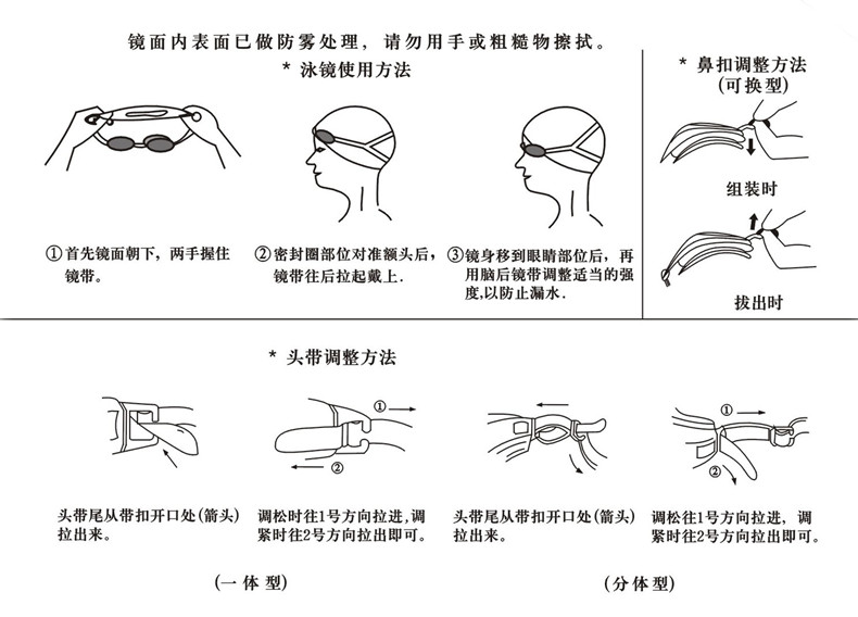 英发近视泳镜 男 女防水防雾大框游泳眼镜 左右不同带度数游泳镜