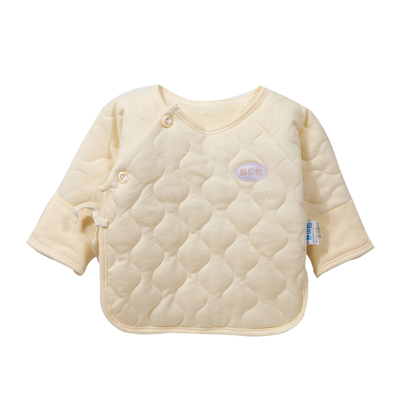 新生儿保暖半背衣冬季0-3月纯棉婴儿秋衣上衣和尚加厚衣服夹棉衣产品展示图1