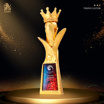 Creative crown resin trophy custom gold-plated trophy custom company annual meeting competition award honor commemorative trophy