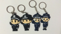 Custom police rubber keychain Traffic police cartoon keychain custom creative soft rubber gift pendant